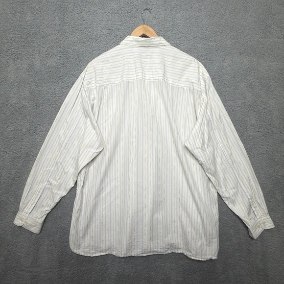 VTG Tommy Bahama Shirt Men XXL Ivory Silk Cotton Striped Long Sleeve Button Up - Picture 4 of 6